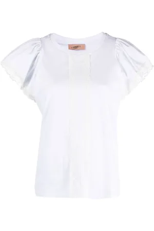 Twin-Set Lace-trim flared-sleeve T-shirt