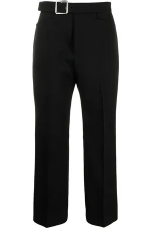 Jil Sander Buckled pleated flared wool trousers