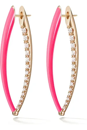 Melissa Kaye 18kt yellow gold and diamond Cristina large hoop earrings