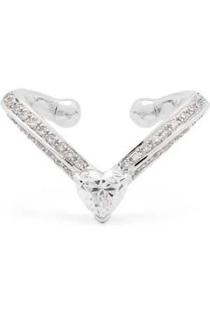 Shay 18kt white gold Heart Chevron diamond ear cuff