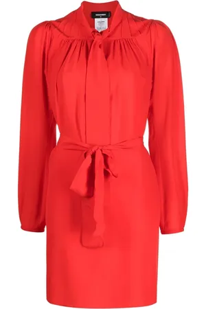 Dsquared2 Pussy-bow silk mini dress