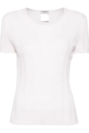 CHANEL 2005 CC pointelle-knit T-shirt