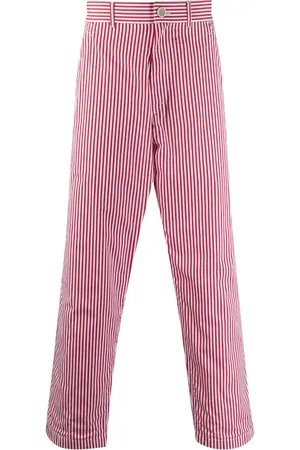 Comme des Garçons Pinstriped button-tab straight-leg trousers