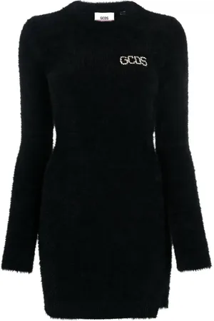 GCDS Crystal-logo brushed mini dress