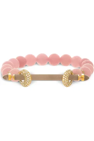 Ananya 18kt yellow Chakra kunzite quartz and diamond beaded bracelet