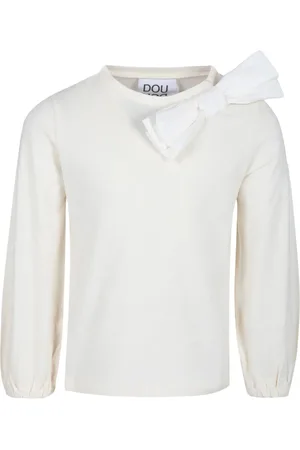DOUUOD KIDS Bow-appliqué long-sleeve T-shirt