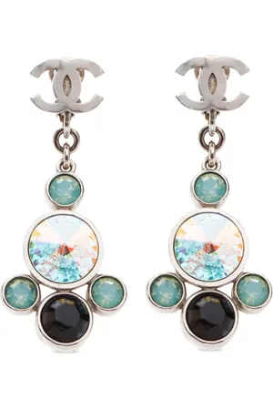 CHANEL 2006 CC rhinestone-embellished drop earrings
