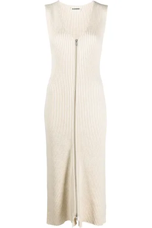 Jil Sander V-neck ribbed-knit midi dress