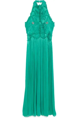 Costarellos Lurex georgette maxi dress
