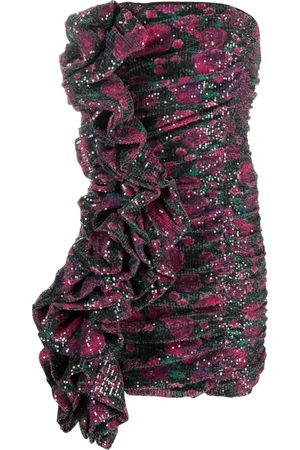 ROTATE Sequinned ruffle-trim minidress