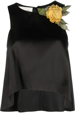 GEMY MAALOUF Floral-appliqué sleeveless blouse
