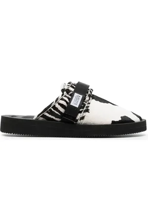 SUICOKE Mix-print calf hair slippers