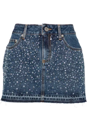 Alessandra Rich Stud-embellished denim mini skirt