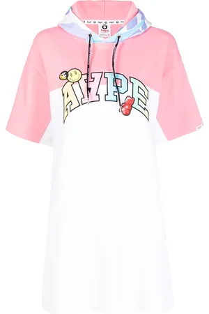 A Bathing Ape Logo-print hooded T-shirt dress