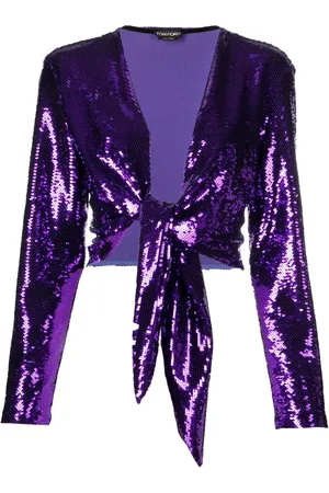 Tom Ford Tie-fastening sequinned blouse