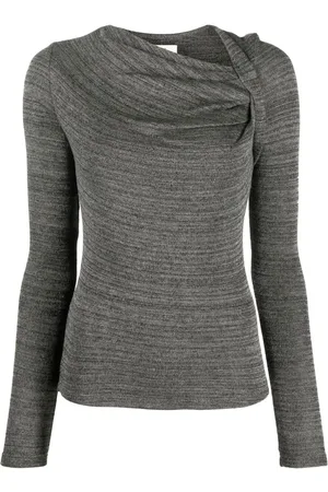 Marant Etoile Ruched-neck knitted top
