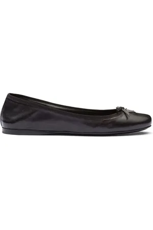 Prada Triangle-logo leather ballet flats