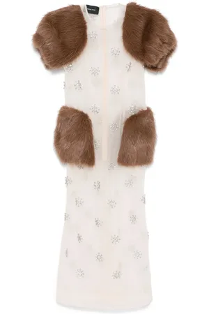 Simone Rocha Faux-fur inserts midi dress