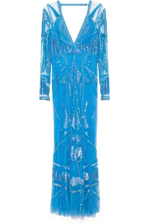 Zuhair Murad Art deco-embroidered V-neck gown