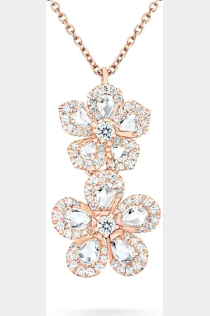 David Morris 18kt rose gold Miss Daisy Double Flower diamond pendant necklace