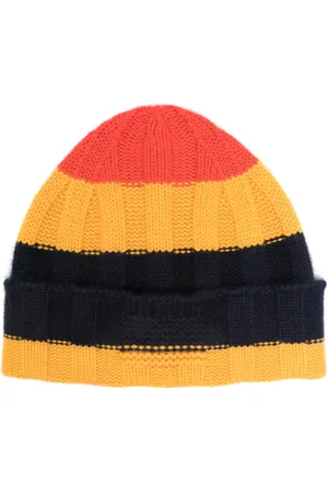 Guest In Residence Striped ribbed cashmere beanie