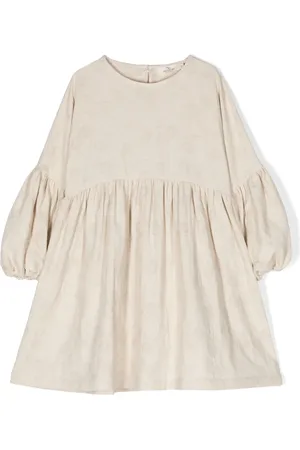 Le pandorine Floral-jacquard puff-sleeve dress