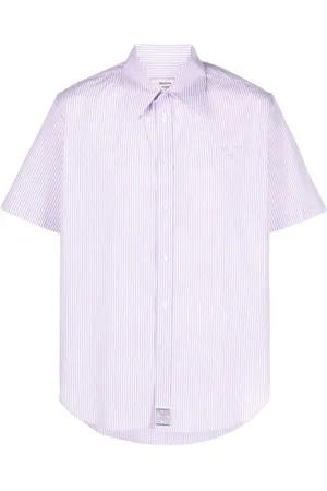 MARTINE ROSE Logo-embroidered striped shirt
