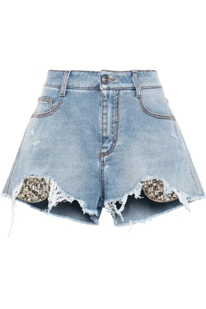ERMANNO SCERVINO Crystal-embellished denim shorts