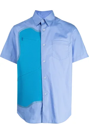 Fumito Ganryu Mesh-panel short-sleeve shirt