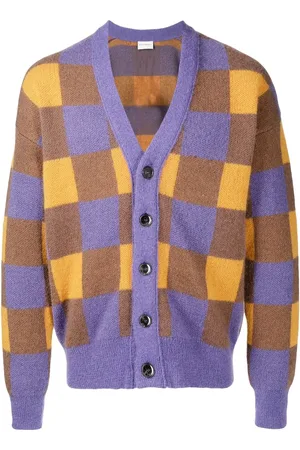 Drôle de Monsieur Checked mohair-blend cardigan