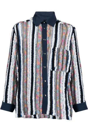 Vitelli Striped knit-panel shirt