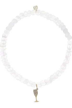 Sydney Evan 14kt yellow Champagne Glass-charm moonstone diamond bracelet
