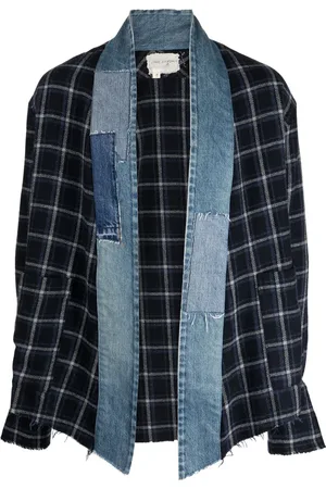 GREG LAUREN Patchwork checkered kimono jacket