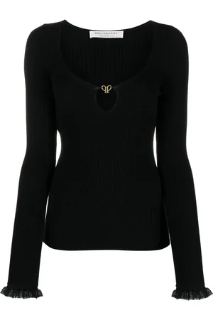 Serafini Logo-plaque ribbed-knit top