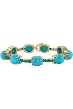 Irene Neuwirth 18kt yellow and white Tennis turquoise and emerald bracelet