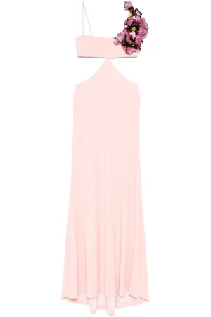 Costarellos Floral-appliqué gown