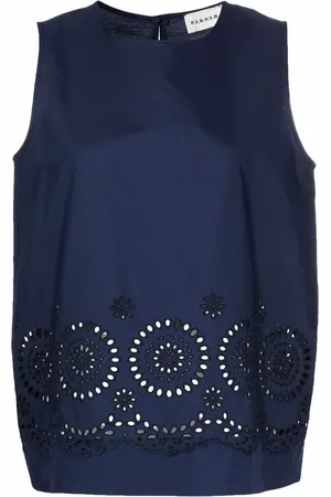 P.A.R.O.S.H. Broderie-anglaise sleeveless blouse