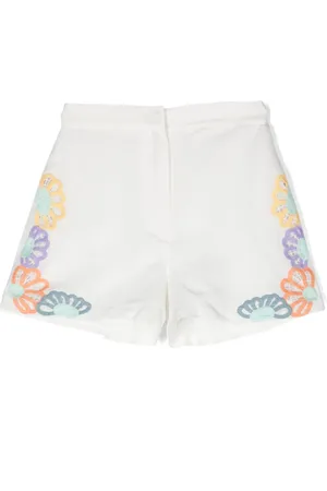 Stella McCartney Floral-embroidered linen-blend shorts