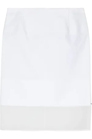 Sportmax Transparent-panel poplin skirt