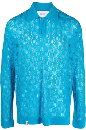BONSAI Pointelle-knit polo shirt