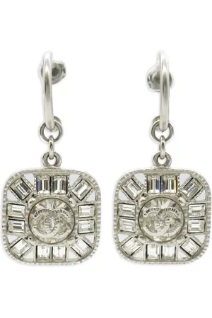 CHANEL 1986-1988 CC rhinestone-embellished drop earrings