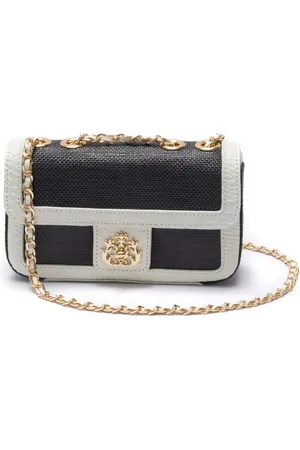 Isla Ibiza Anne leather-trim straw crossbody bag