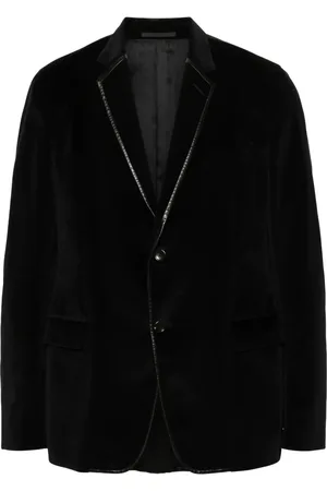 Gucci 2000s leather-trimmed velvet-effect blazer