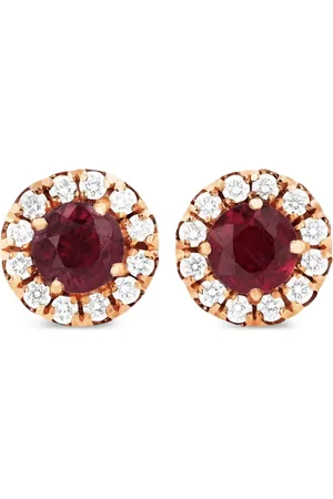 Suzanne Kalan 18kt rose gold diamond and ruby stud earrings