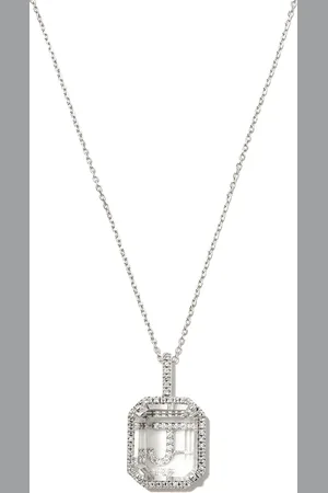 Mateo 14kt white gold Initial quartz necklace