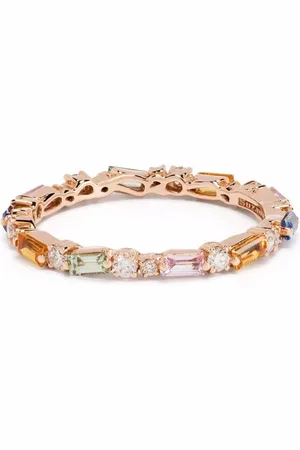 Suzanne Kalan 18kt rose gold Rainbow sapphires and diamond ring