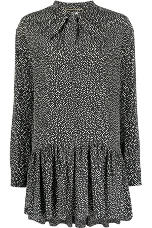 Saint Laurent 2000s polka dots pussy bow silk dress