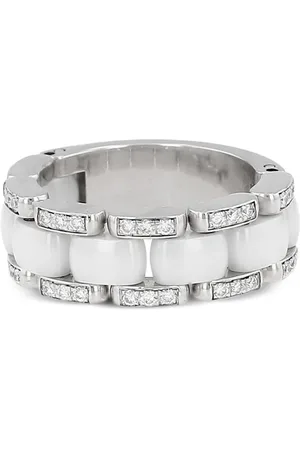 CHANEL 18kt white gold ceramic and diamonds ring
