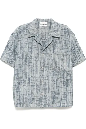 SYSTEM Denim jacquard camp shirt