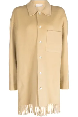 SYSTEM Fringed-hem single-breasted coat